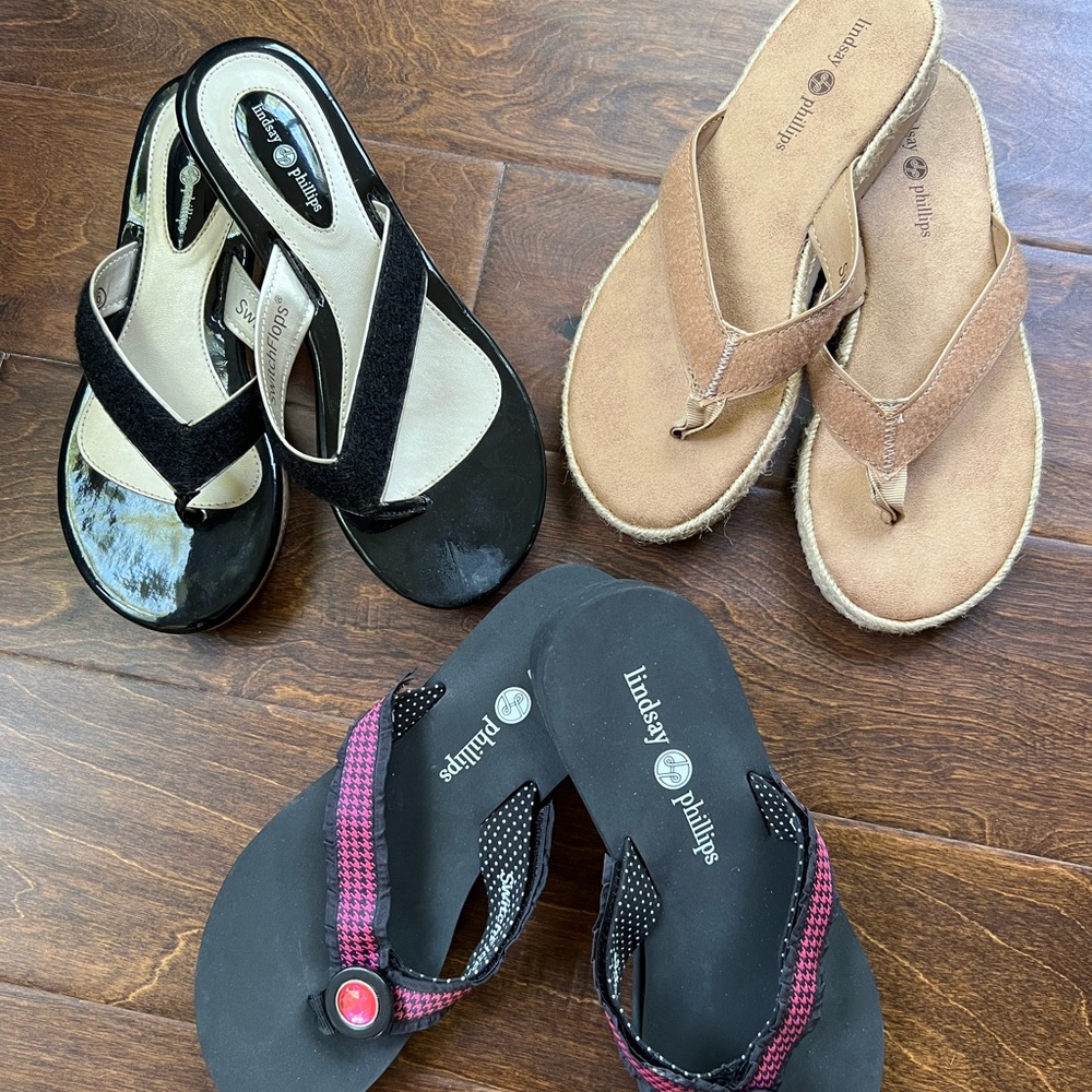 Lindsay Phillips Flip Flop bundle -3 pairs plus snap on